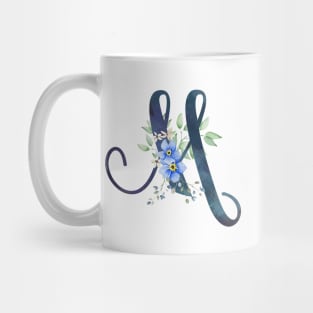 Floral Monogram M Wild Blue Flowers Mug